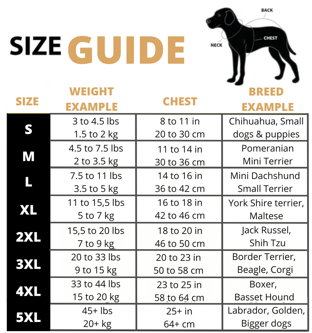 Size guide S to 5XL